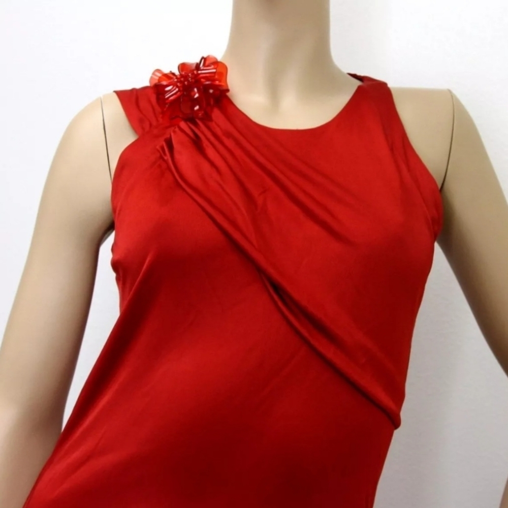 GUCCI Red Sleeveless Dress with Shoulder Detail, New - Picture 3 of 11